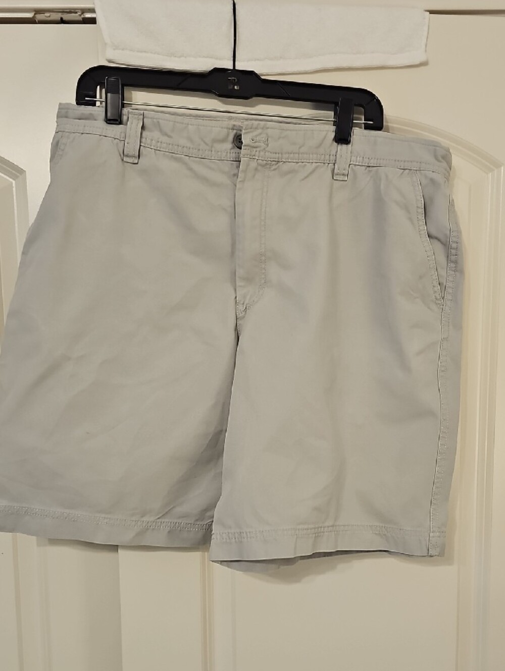 Izod Light Gray Chino Shorts with Red Stitching